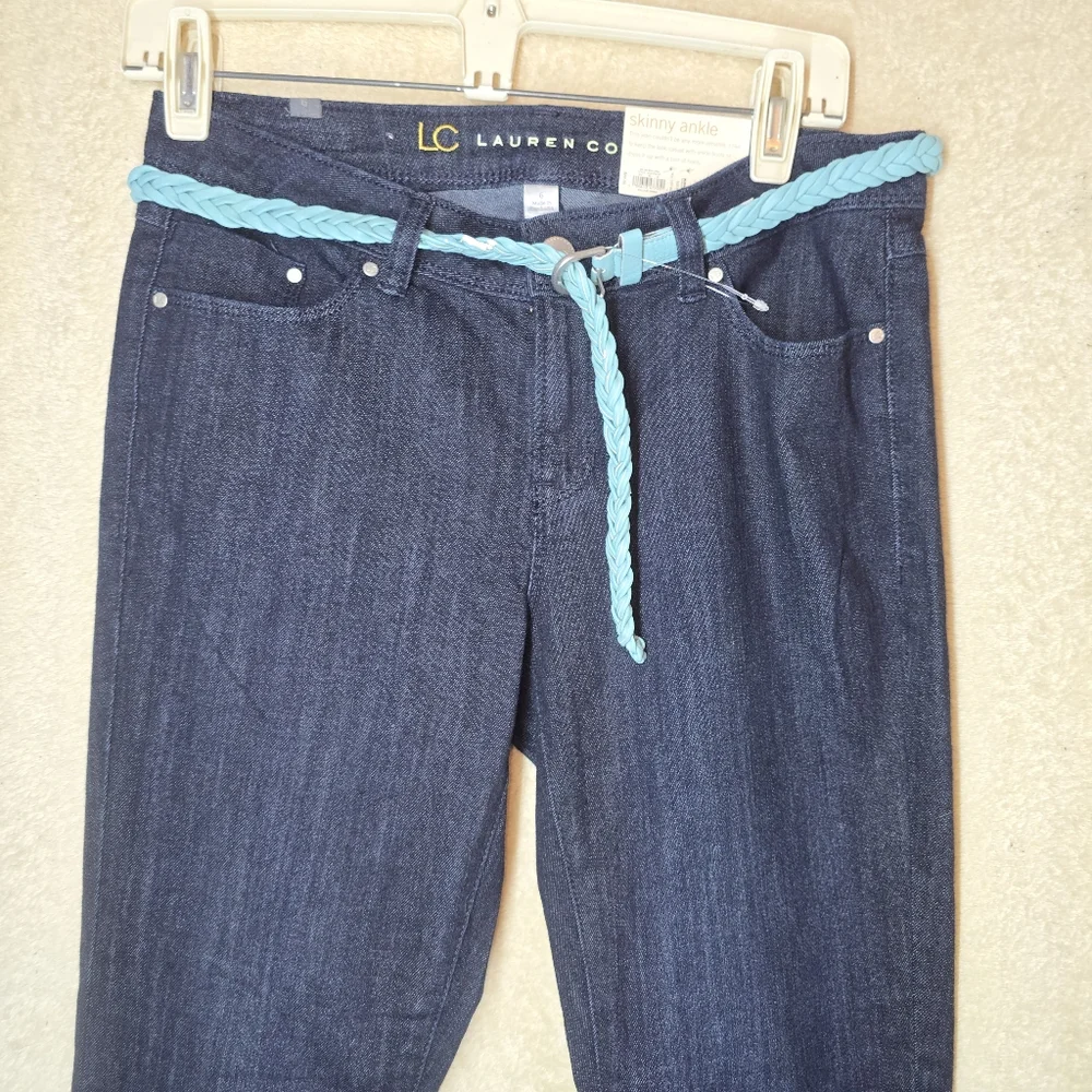 LC Lauren Conrad Skinny Ankle Mid Rise NWT Size 6 Dark Wash Blue Jeans - Picture 12 of 13